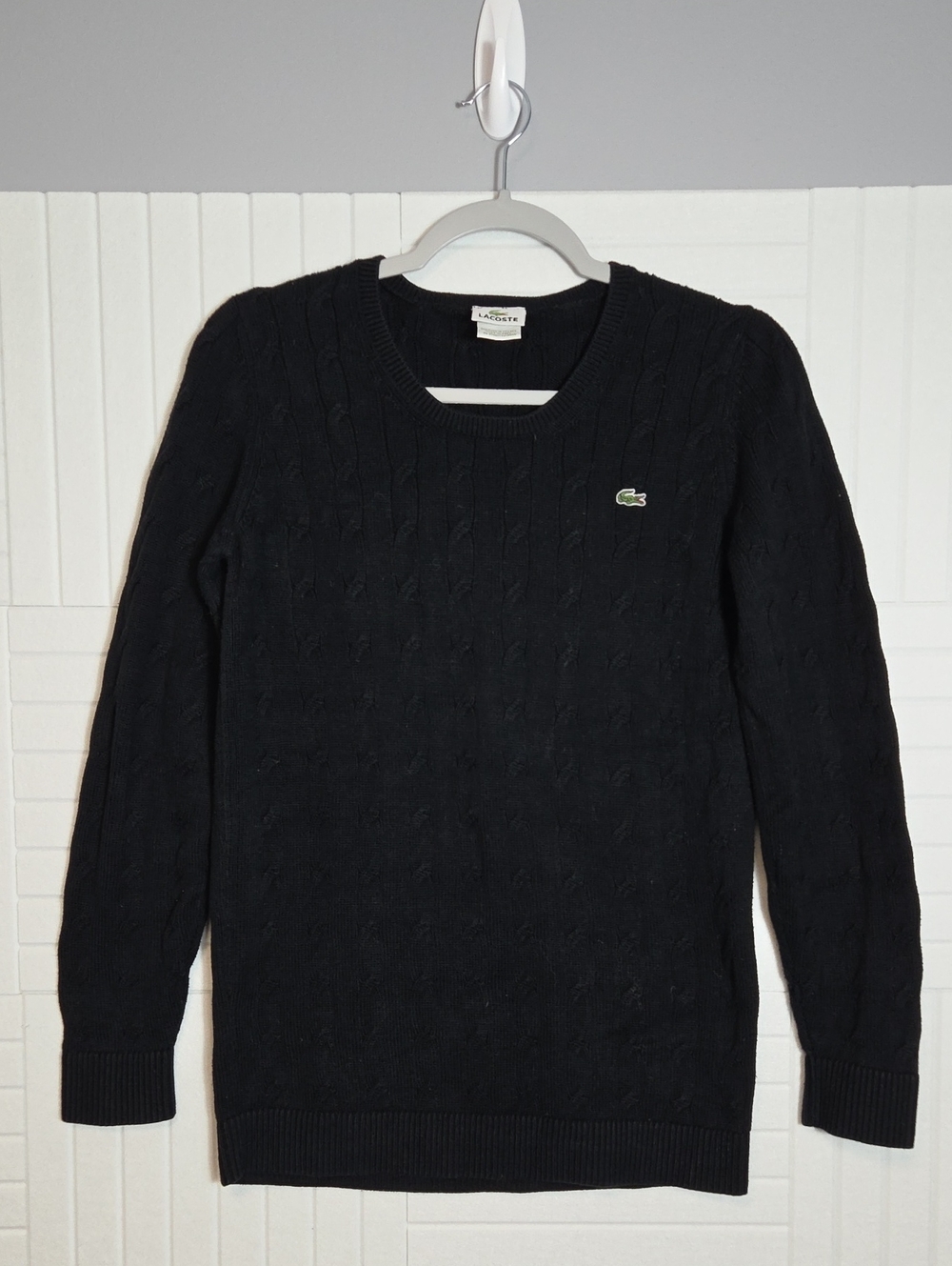 Lacoste 100% Cotton Black Sweater Size 42 Medium/Large